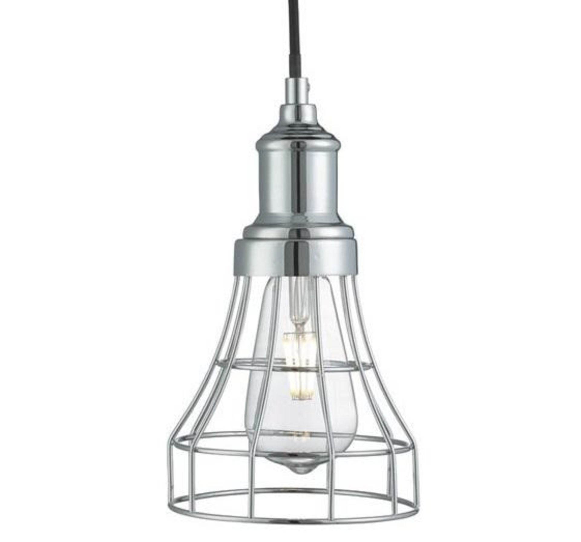 1 x Chrome Tapered Cage Pendant Light - Ex Display Stock - CL298 - Ref: J081 - Location: Altrincham