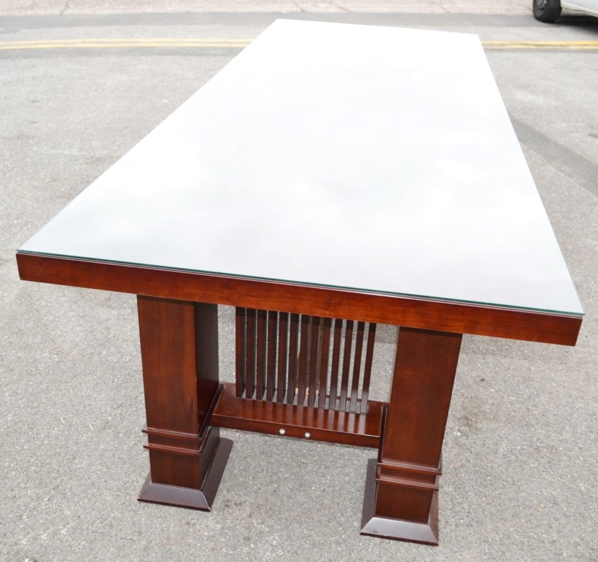 1 x Large Wooden Dining Table In The Style Of Frank Lloyd Wright + 8 x Dining Armchairs - NO VAT - Image 4 of 19