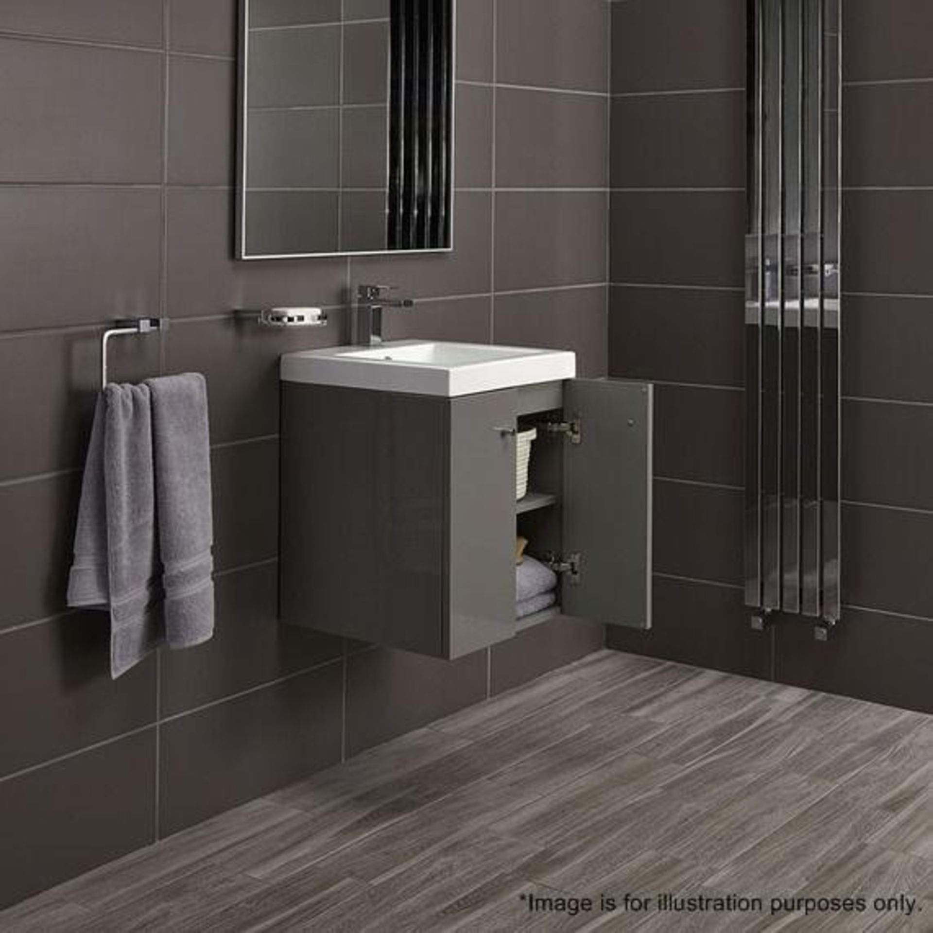 5 x Alpine Duo 400 Wall Hung Vanity Units In Gloss Grey - Brand New Boxed Stock - Dimensions: H49 x - Image 4 of 5