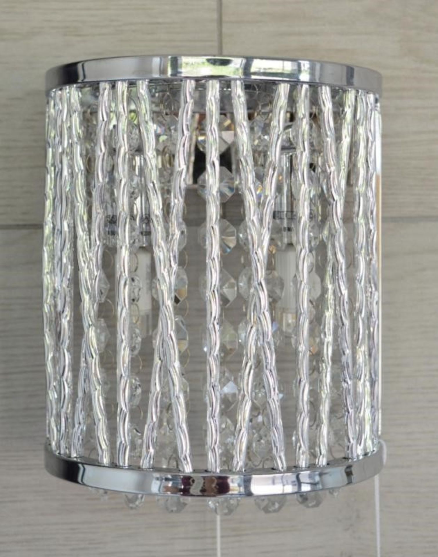 2 x (Pair of) Elise 2 Light Chrome Wall Bracket With Crystal Drops and Metal Twisted Rods - Ex Displ - Image 5 of 5