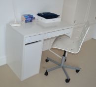 1 x Desk and Chair in White - Desk 105x50x75(h) cm - CL325 - Location: Bowden WA14 - No VAT on the h