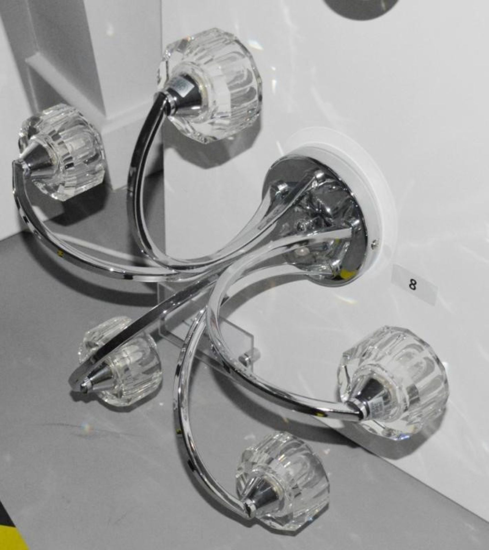 1 x 5-Light Semi Flush Fitting With Chrome Frame And Textured Glass Shades - Ex Display Stock - CL29 - Image 4 of 4