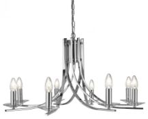 1 x Ascona Chrome 8 Light Ceiling Light With Clear Glass Sconces - Ex Display Stock - CL298 - Ref J5