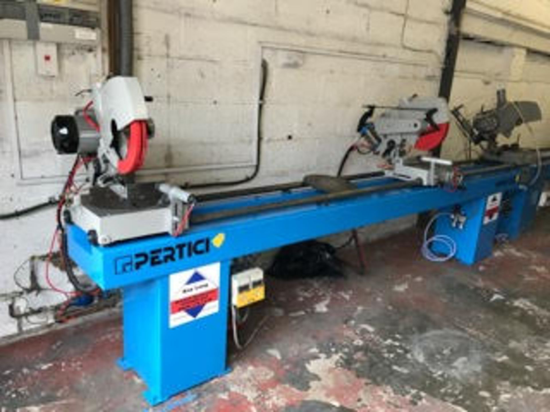 1 x Pertici Univer 332 Double Head Mitre Saw With 3 Meter Bed - Refurbished and Serviced - CL027 -