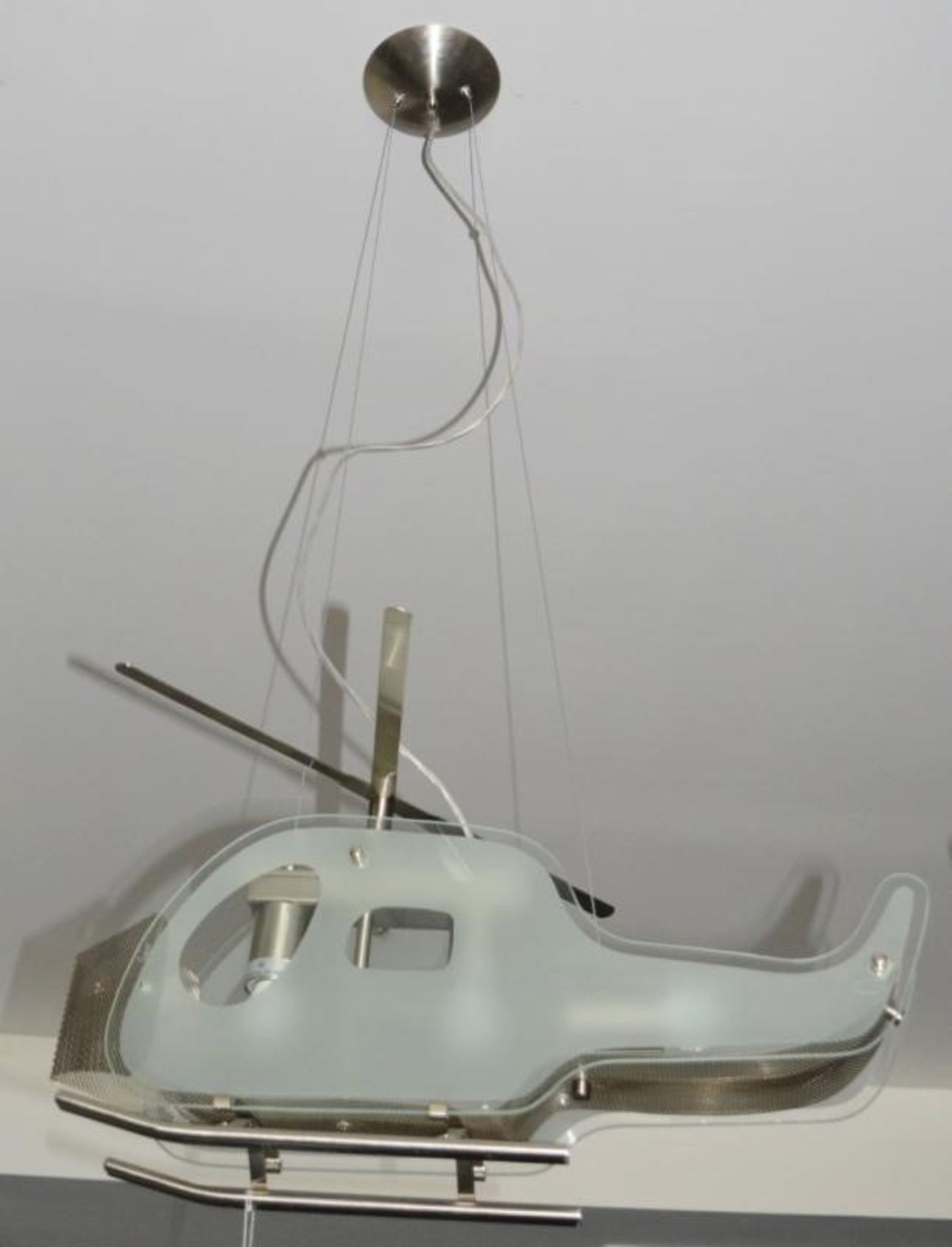 1 x Novelty Satin Silver Helicopter Ceiling Light With Frosted Glass - Ex Display Stock - CL298 - Re - Image 5 of 9