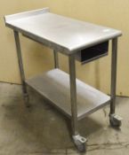 1 x Stainless Steel Prep Table on Castors - H84 x W48 x D96 cms - CL282 - Ref J1024 - Location: