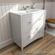 1 x Camberley 800 2-Drawer Soft Close Vanity Unit In White - New / Unused Stock - Dimensions: W80 x