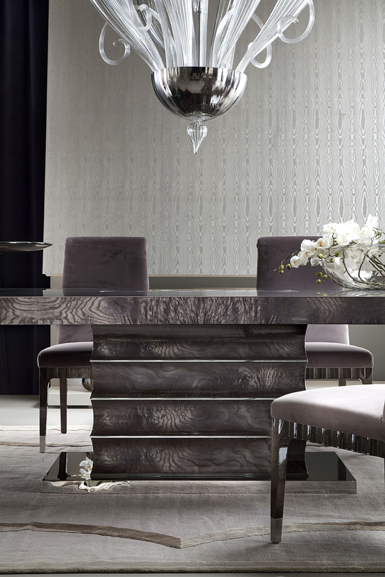 1 x Giorgio Absolute Dining Extension Table 4000 – Mako Japanese Tamos Burl Veneer With a High Gloss - Image 15 of 23