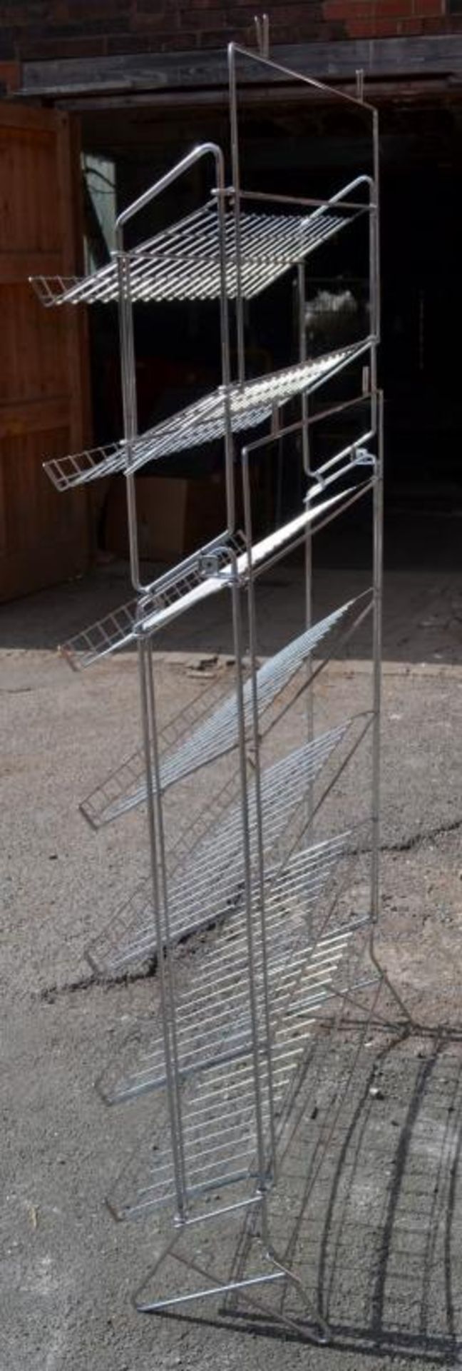 9 x Freestanding Retail Shoe Display Racks - Recently Removed From A Major UK Store - Chrome Finish - Image 2 of 4