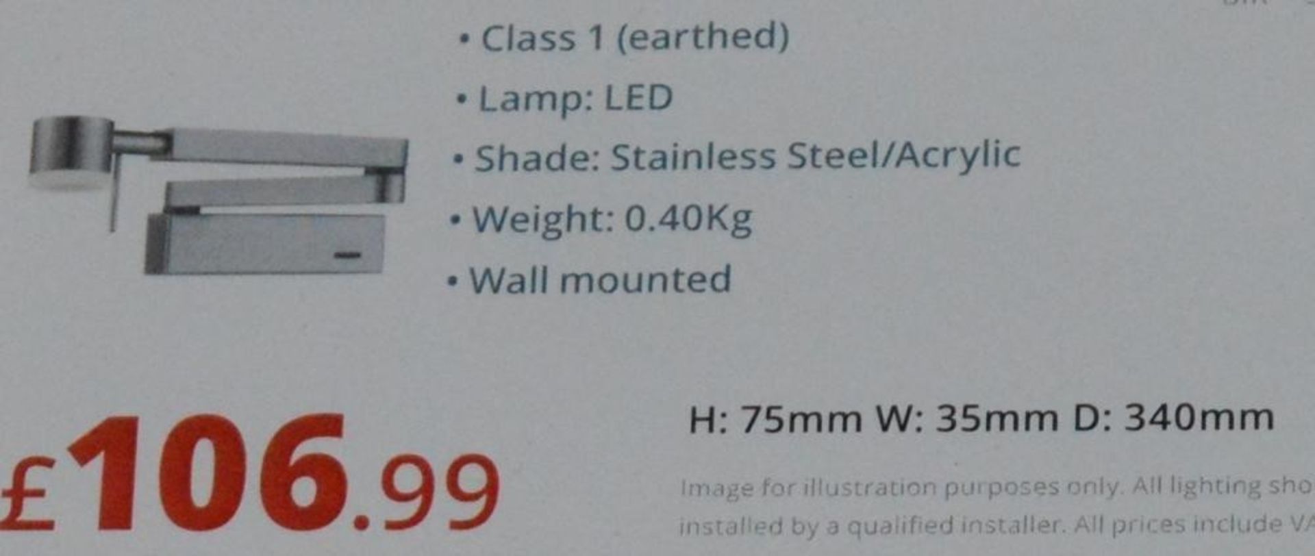 1 x Satin Silver LED Adjustable Wall Light - Ex Display Stock - CL298 - Ref J148 - Location: Altrinc - Image 2 of 3