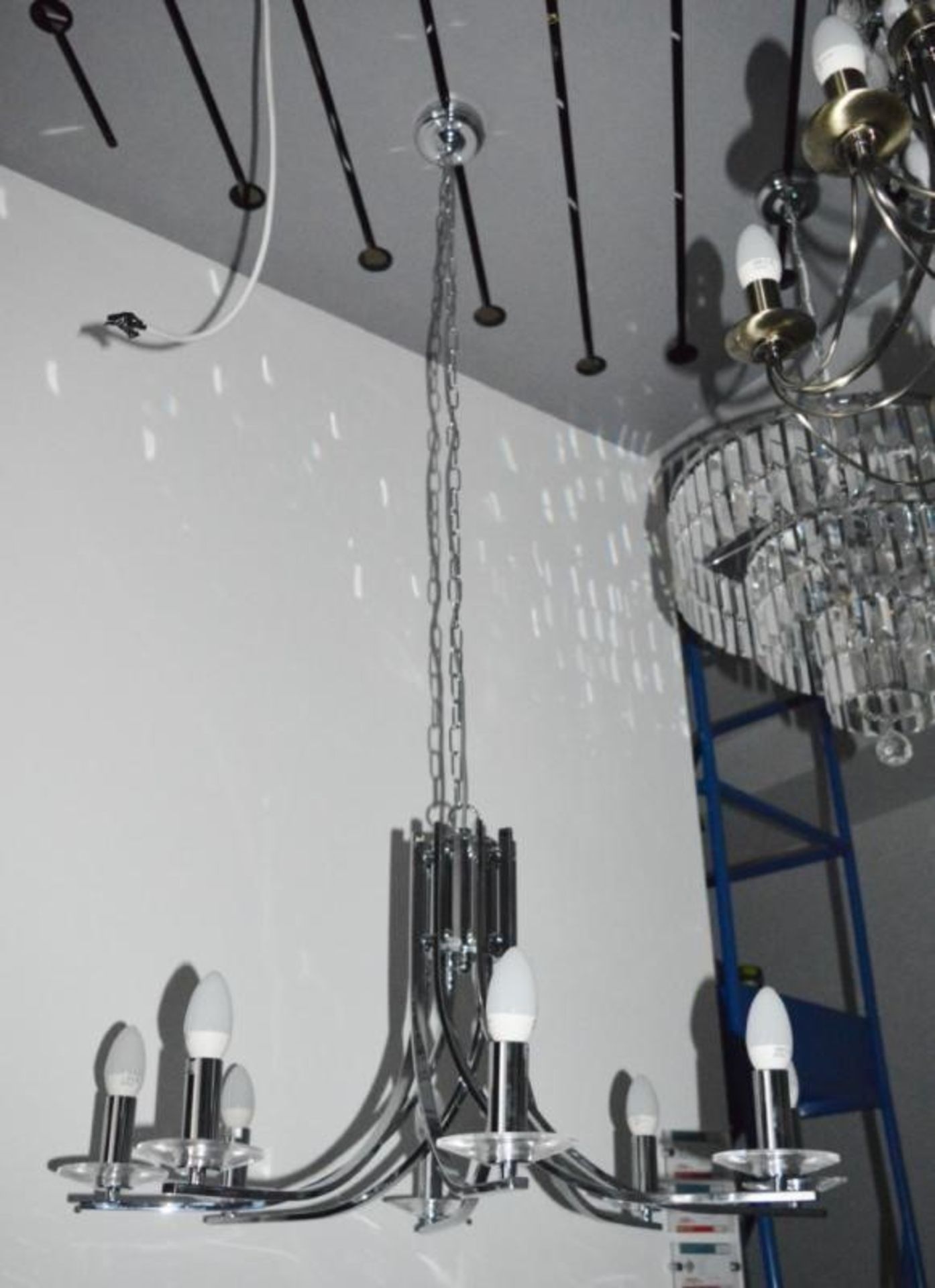 1 x Ascona Chrome 8 Light Ceiling Light With Clear Glass Sconces - Ex Display Stock - CL298 - Ref J5 - Image 2 of 4