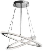 1 x Solexa Led Hoop Chrome Pendant, White Frosted Acrylic Rings - Ex Display Stock - CL298 - Ref J37