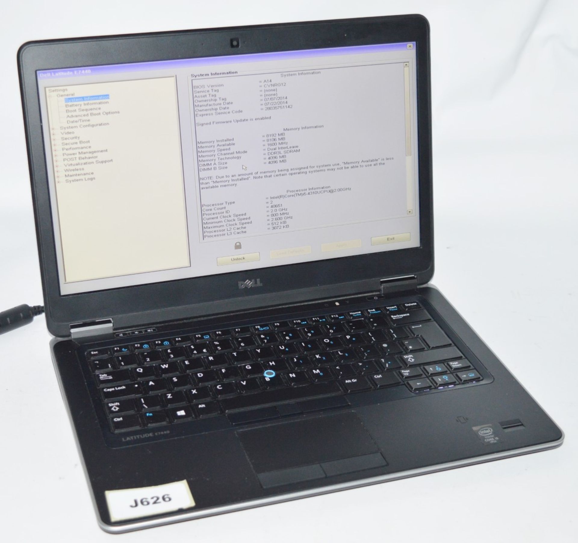 1 x Dell Latitude E7440 Laptop Computer - 14 Inch Screen - Features Intel Core i5-4310U 2.6ghz