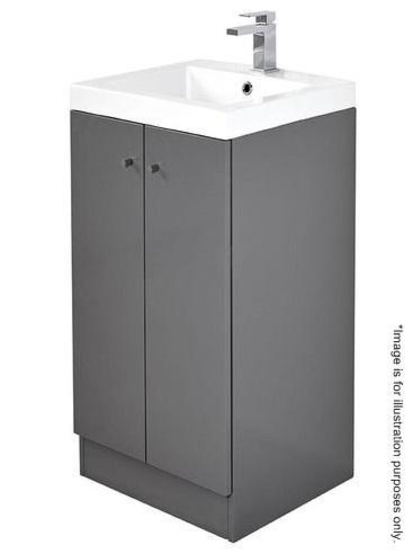 7 x Alpine Duo 400 Floorstanding Vanity Units In Gloss Grey - Brand New Boxed Stock - Dimensions: H8 - Image 2 of 3