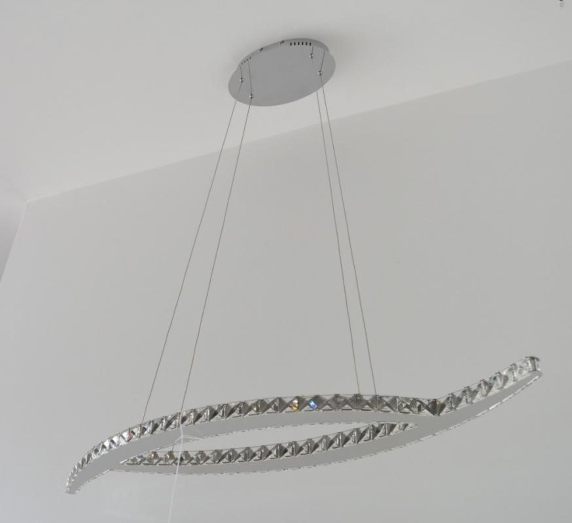 1 x CLOVER Chrome 24 LED Crystal Pendant Light With Clear Glass Detail - Ex Display Stock - CL298 - - Image 5 of 6