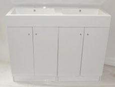 1 x Gloss White 1200mm 4-Door Double Basin Freestanding Bathroom Cabinet - CL307 - Total RRP £807.00