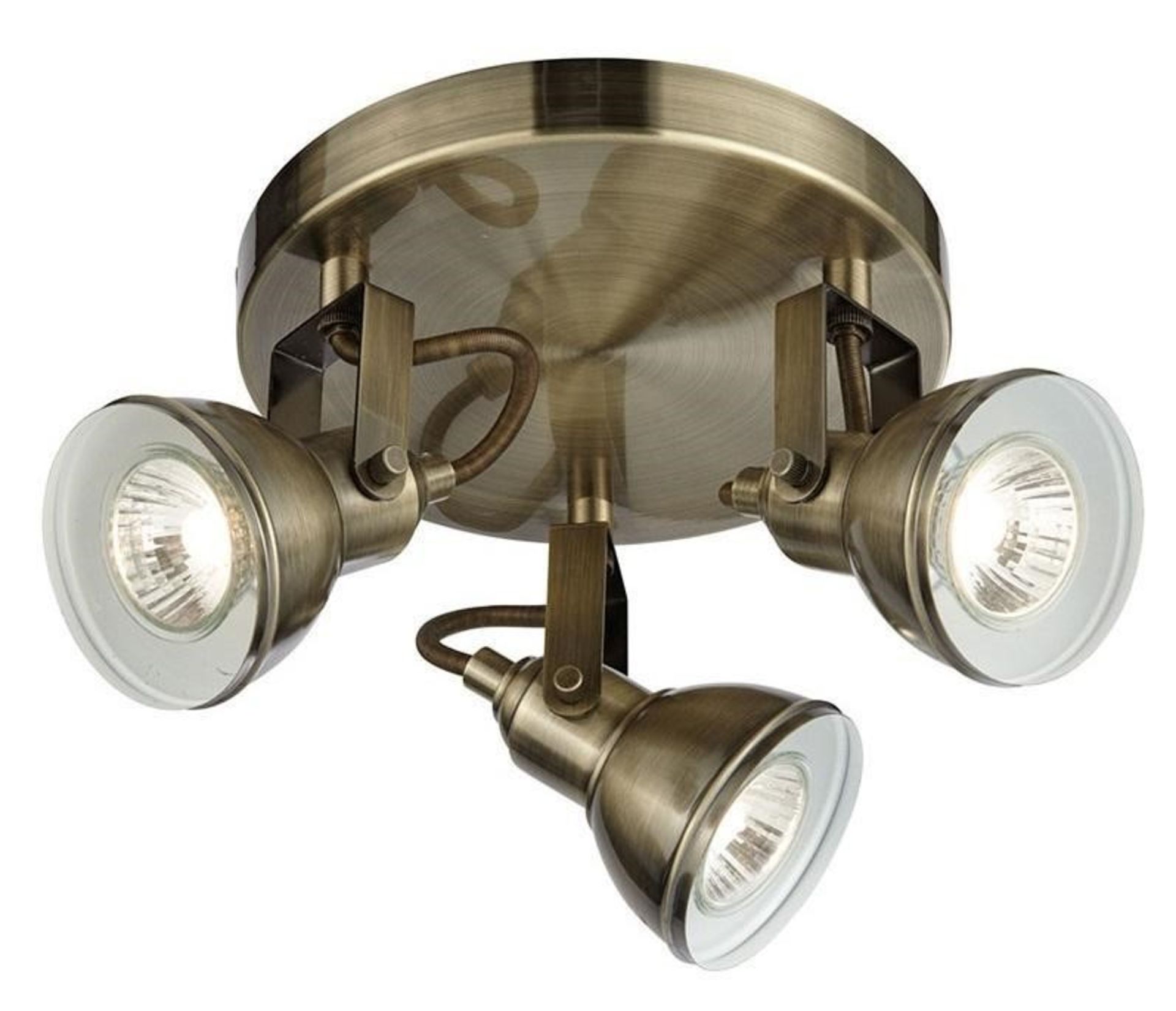 1 x Focus Antique Brass Trio Industrial Spotlight - Ex Display Stock - CL298 - Ref J306 - Location: