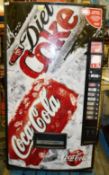 1 x Coca Cola Brandad Vendo V407 Single Price Can Vending Machine - Recently Taken From A Working