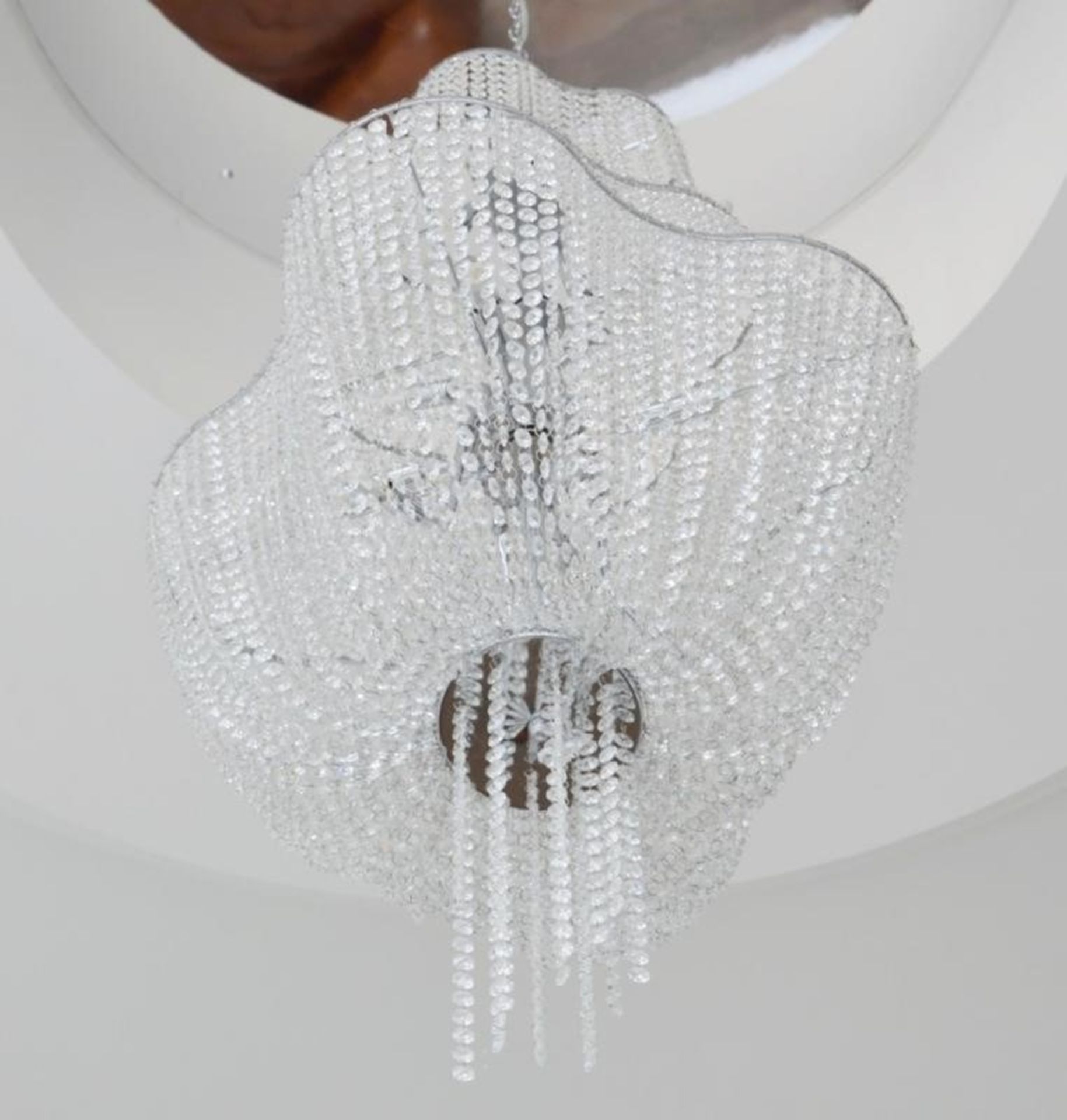 1 x Large Crystal 3-Tier Chandelier Light Fitting In Chrome And Glass - Contemporary Design With Chr - Image 2 of 6