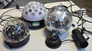 1 x Collection of Disco Lights Including Pinspot LED, Jelly Domes, Glitter Ball and More - CL290 -