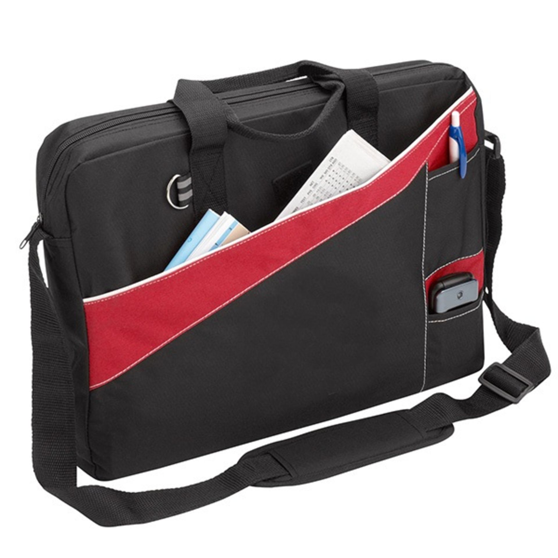 48 x Geometric Laptop Bags With Should Straps and Side Pockets - Colour Black & Red - Brand New - Image 2 of 2