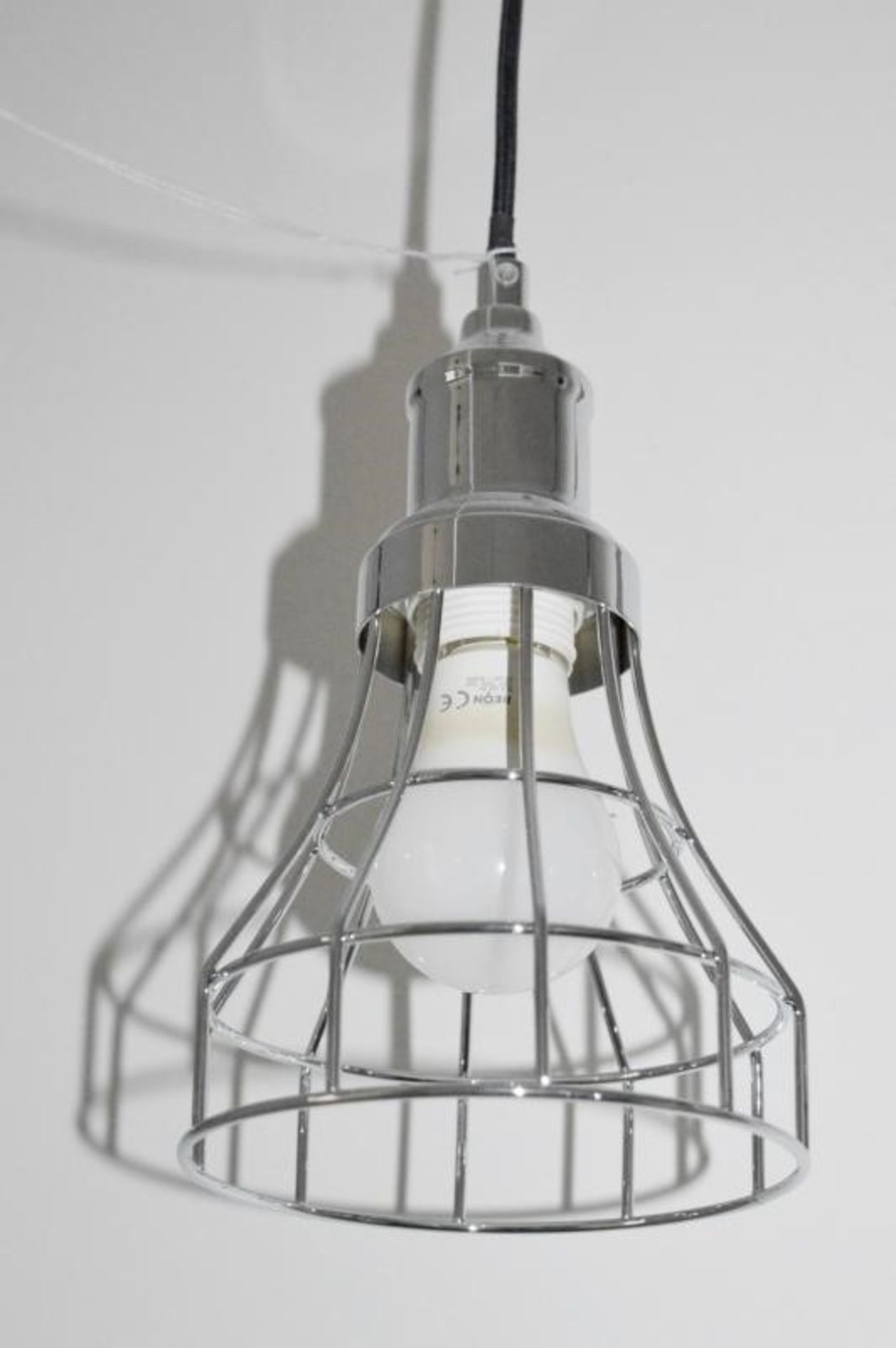 1 x Chrome Tapered Cage Pendant Light - Ex Display Stock - CL298 - Ref: J081 - Location: Altrincham - Image 2 of 3