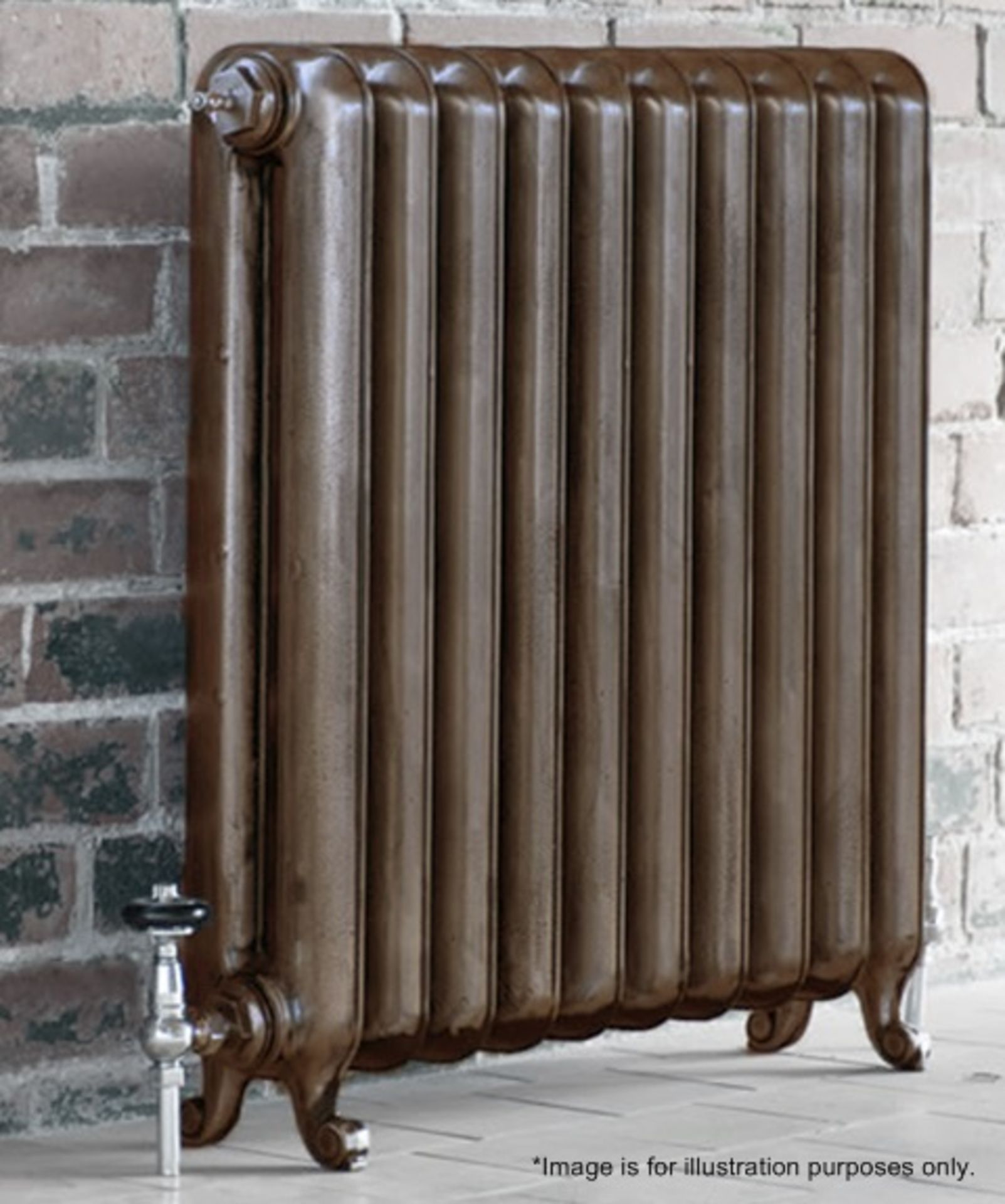 1 x Reclaimed Vintage Traditional Cast Iron 14-Section Radiator - Dimensions: W95 x W107cm