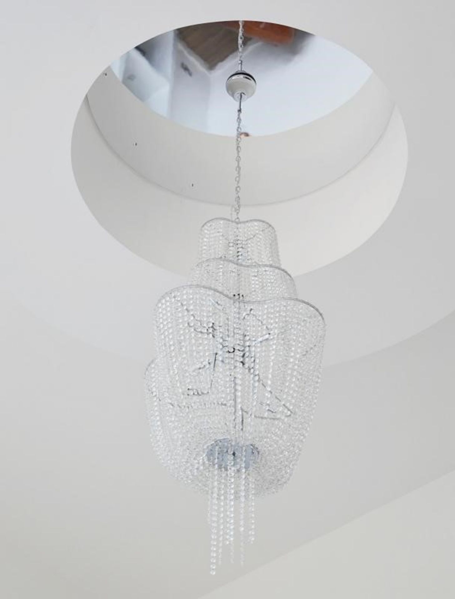 1 x Large Crystal 3-Tier Chandelier Light Fitting In Chrome And Glass - Contemporary Design With Chr - Image 6 of 6