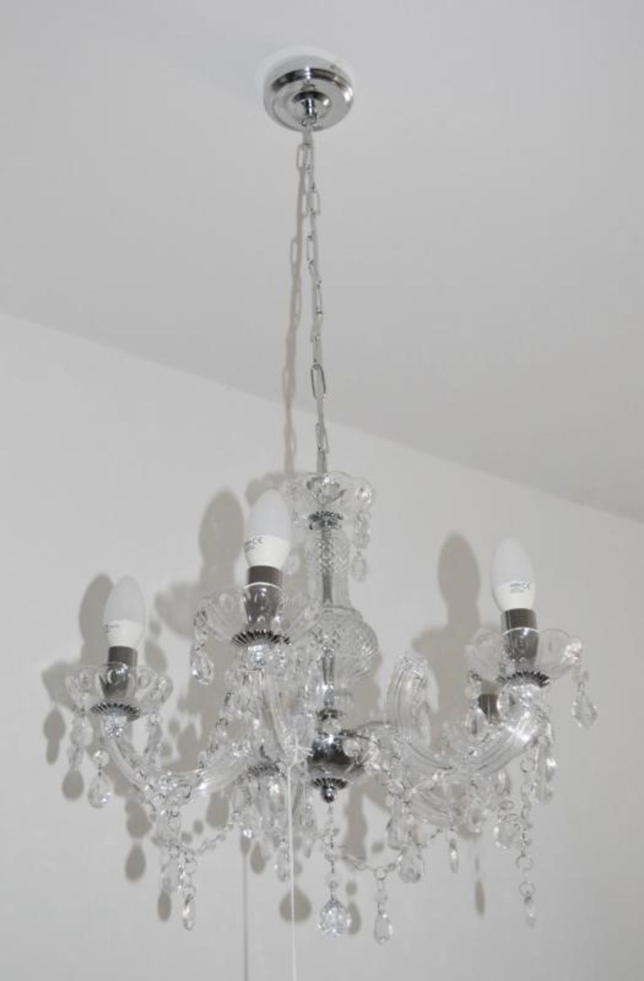 1 x MARIE THERESE Clear 5-Light Chandelier With Acrylic Glass Drops - Ex Display Stock - CL298 - Ref - Image 2 of 3