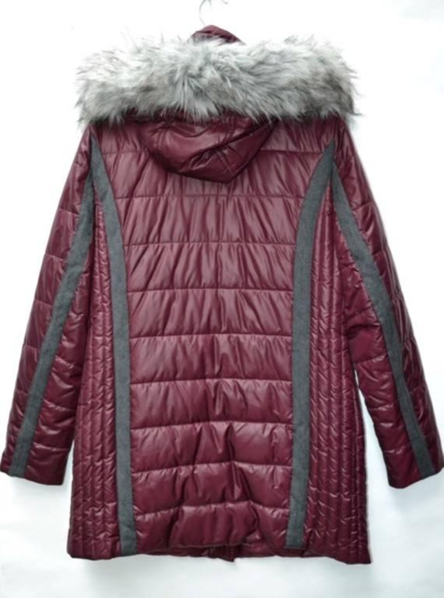 1 x Steilmann Feel KSTN C.o.v.e.r By Kirsten Womens Coat - Poly Down Filled Coat In Plum - Detachabl - Image 2 of 4