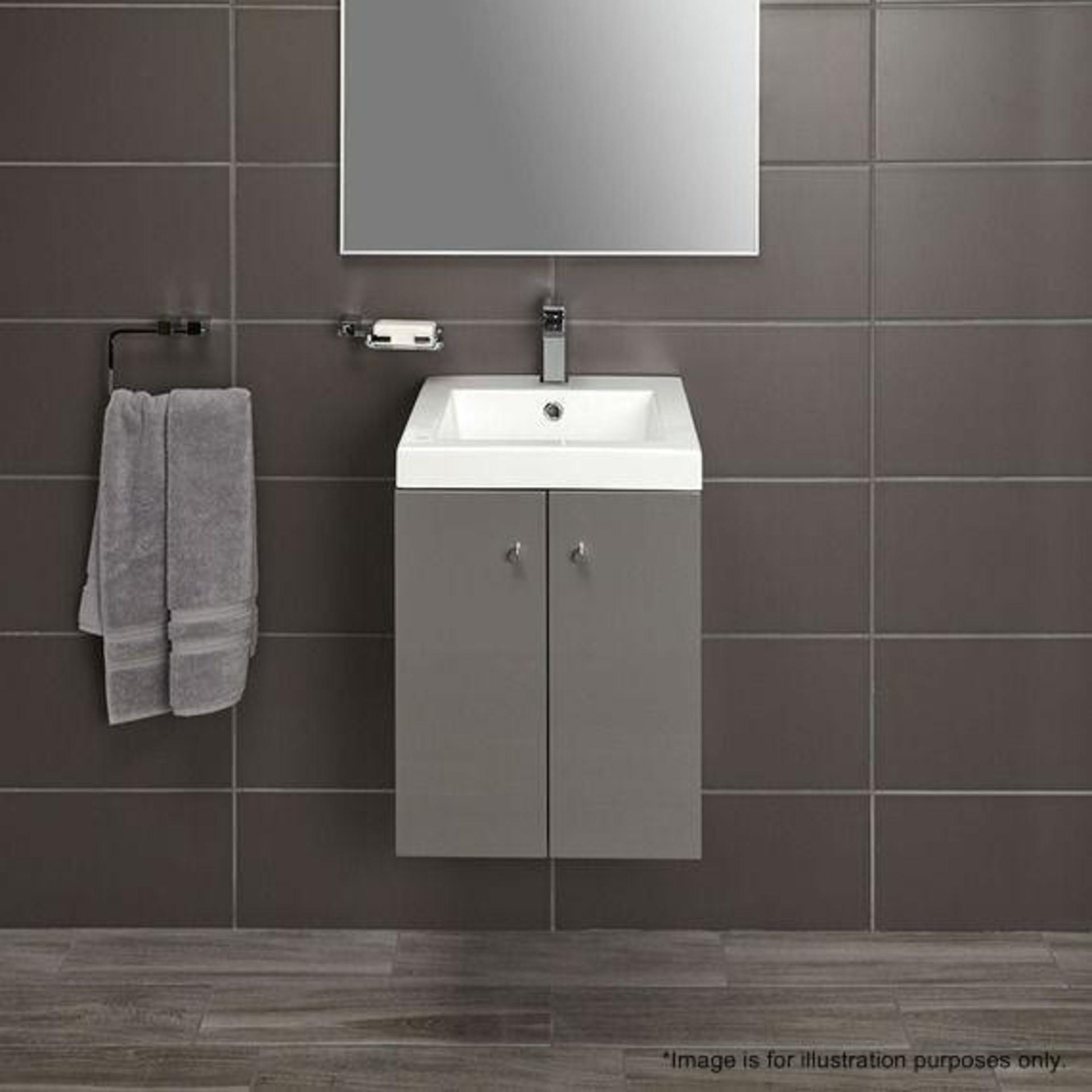 5 x Alpine Duo 400 Wall Hung Vanity Units In Gloss Grey - Brand New Boxed Stock - Dimensions: H49 x - Image 2 of 5
