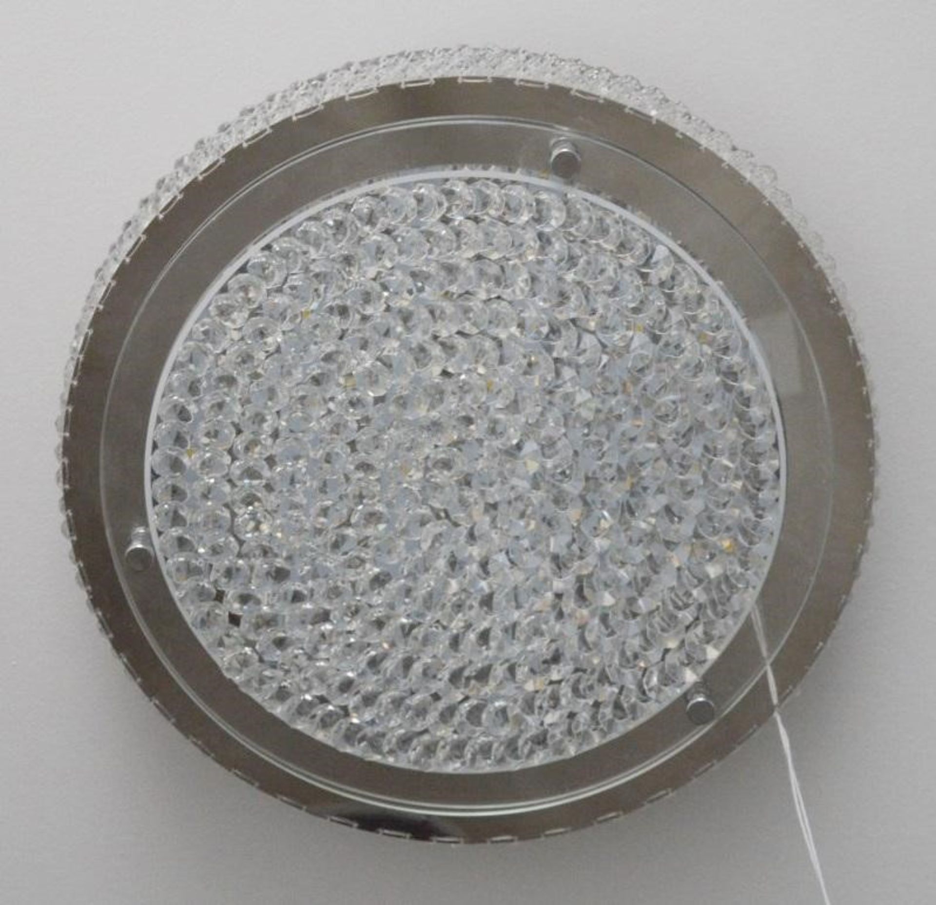 1 x Vesta Chrome Glass Led Flush Light With Crystal Centre Decoration - Ex Display Stock - CL298 - R - Image 2 of 3