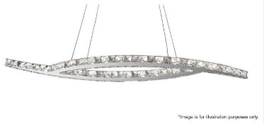 1 x CLOVER Chrome 24 LED Crystal Pendant Light With Clear Glass Detail - Ex Display Stock - CL298 -
