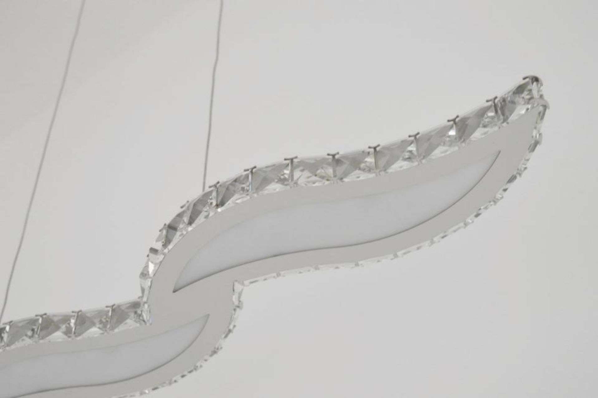 1 x Zinnia Chrome 3-LED Bar Pendant With Crystal Trim Decoration And Opal Diffuser - Ex Display Stoc - Image 5 of 7