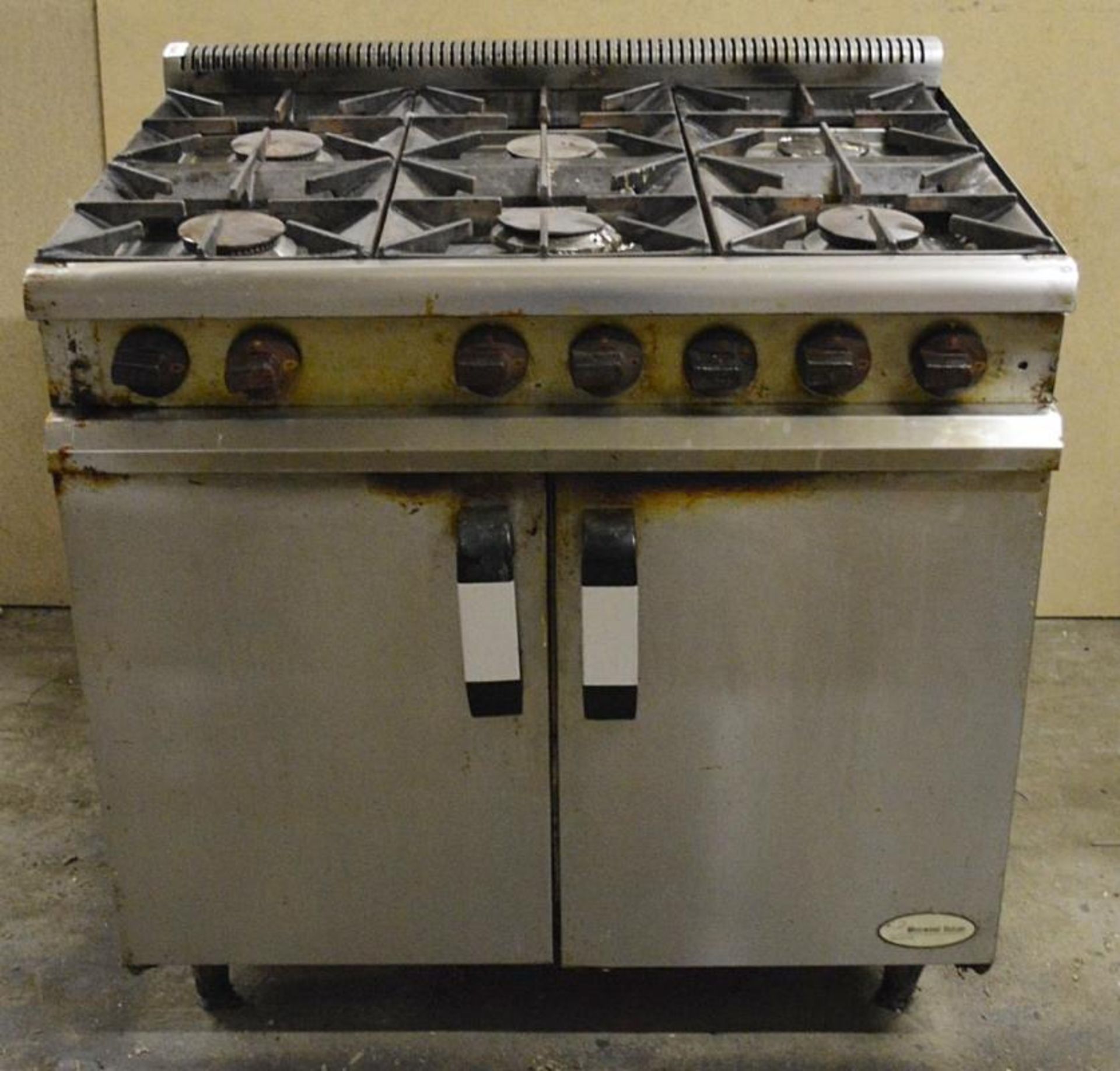 1 x Masterchef Moorwood Vulcan Six Burner Gas Oven Range - Stainless Steel Exterior With Heavy - Image 3 of 3