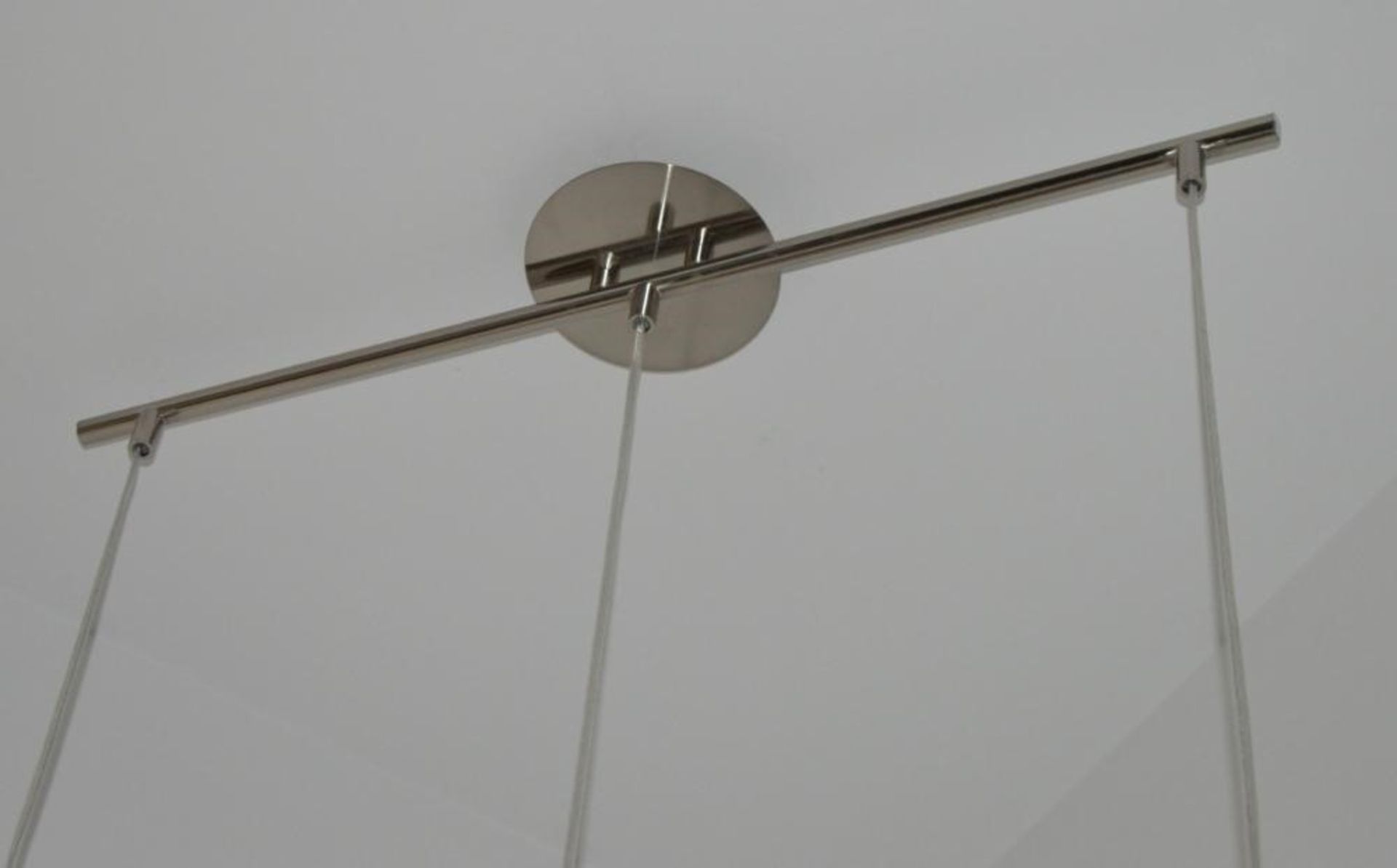 1 x Crackle White Mosaic Glass 3 Light Fitting With Dome Shades and Satin Silver Trim - Ex Display S - Image 2 of 5