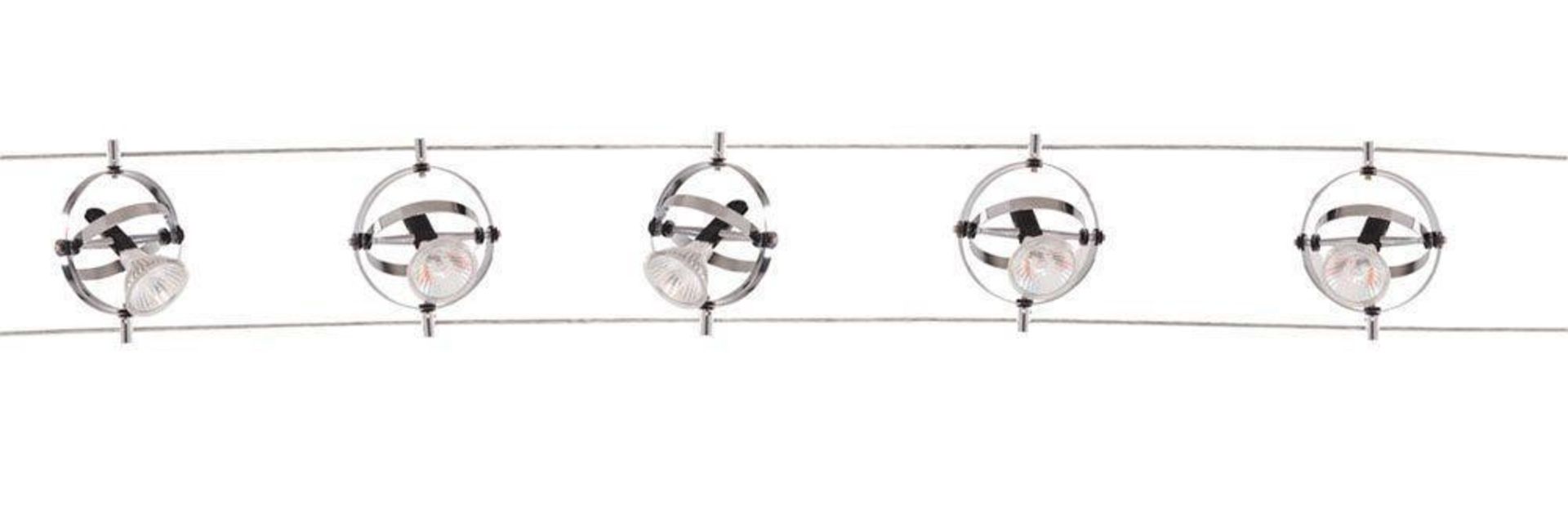 1 x Five Light LED Cable Kit With Adjustable Gyroscope Light Heads - Chrome Finish - Ex Display Stoc