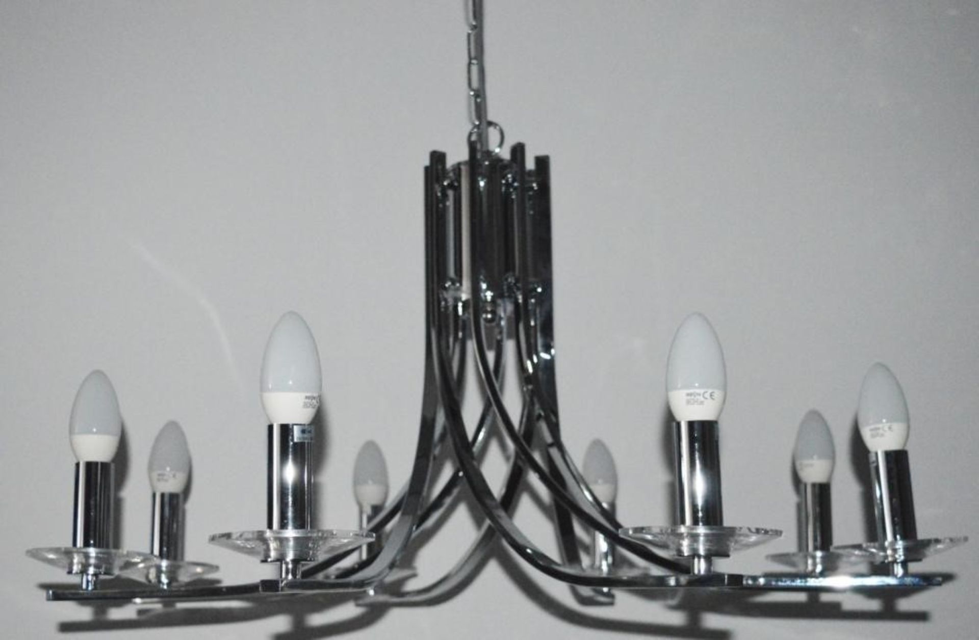 1 x Ascona Chrome 8 Light Ceiling Light With Clear Glass Sconces - Ex Display Stock - CL298 - Ref J5 - Image 3 of 4