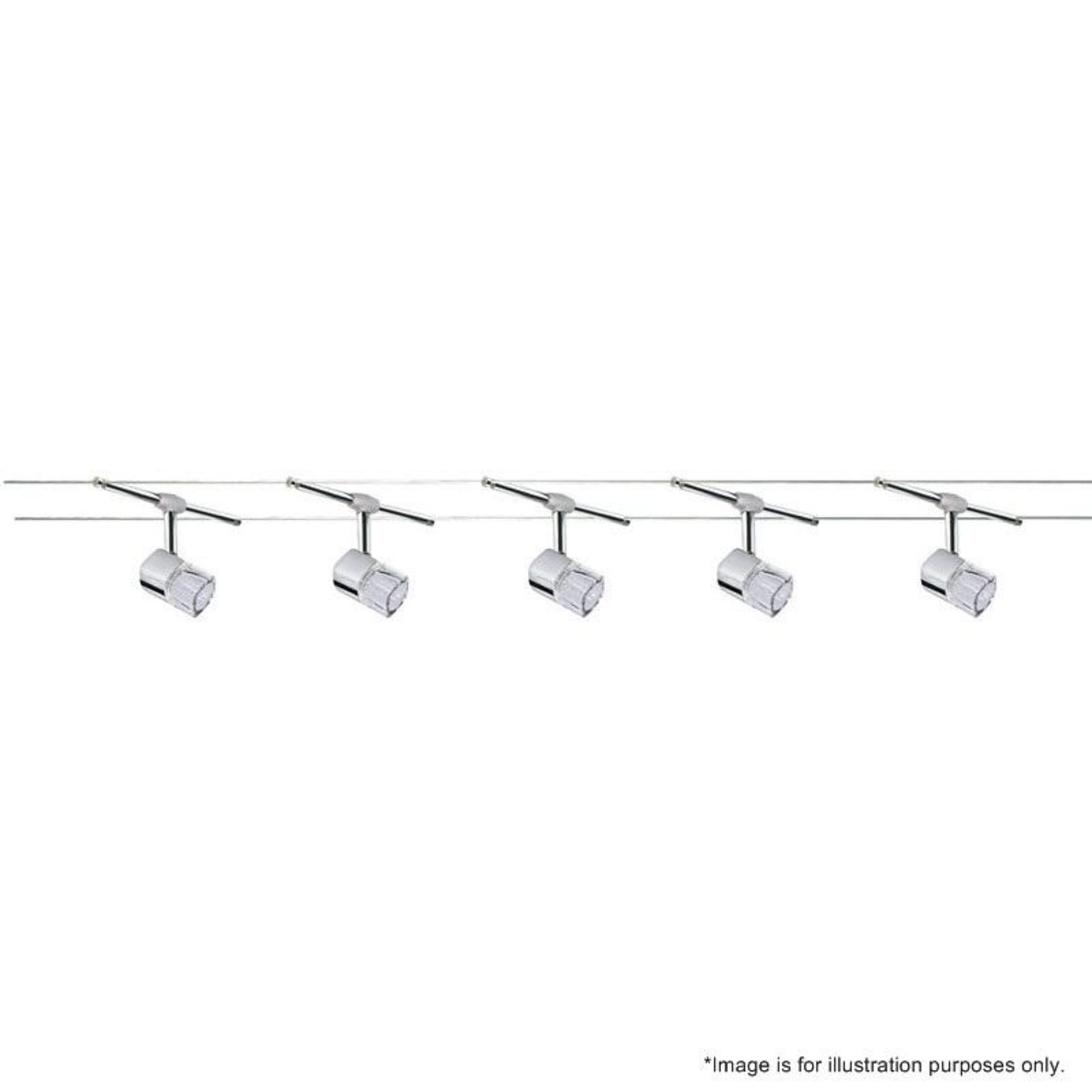 1 x Chrome 5-Light Cable Kit With Adjustable Cube Glass Heads - Ex Display Stock - CL298 - Ref: J168