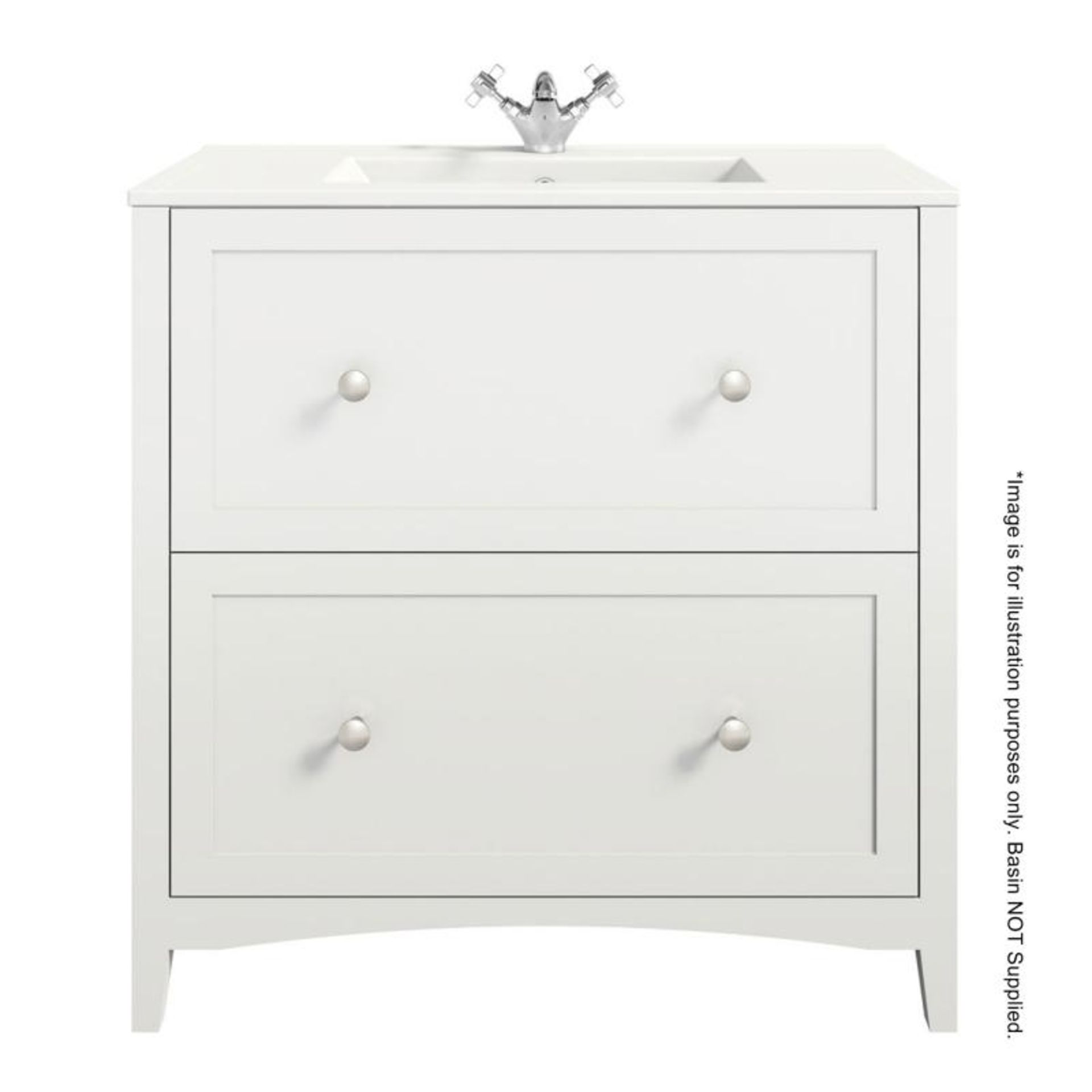 1 x Camberley 800 2-Drawer Soft Close Vanity Unit In White - New / Unused Stock - Dimensions: W80 x - Image 3 of 7