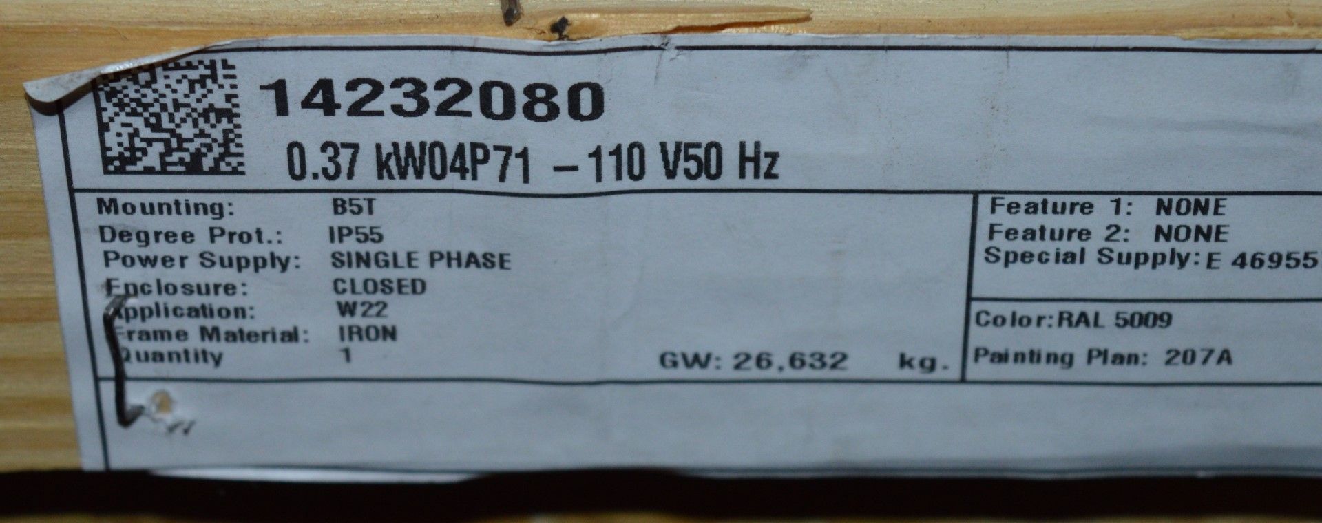 1 x Weg W22 110v IP55 Single Phase Electric Motor - New and Boxed - CL295 - Location: Altrincham - Image 2 of 6