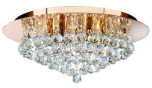 1 x Hanna Gold 6 Light Semi-flush With Clear Crystal Balls Fitting - Ex Display Stock - CL298 - Ref