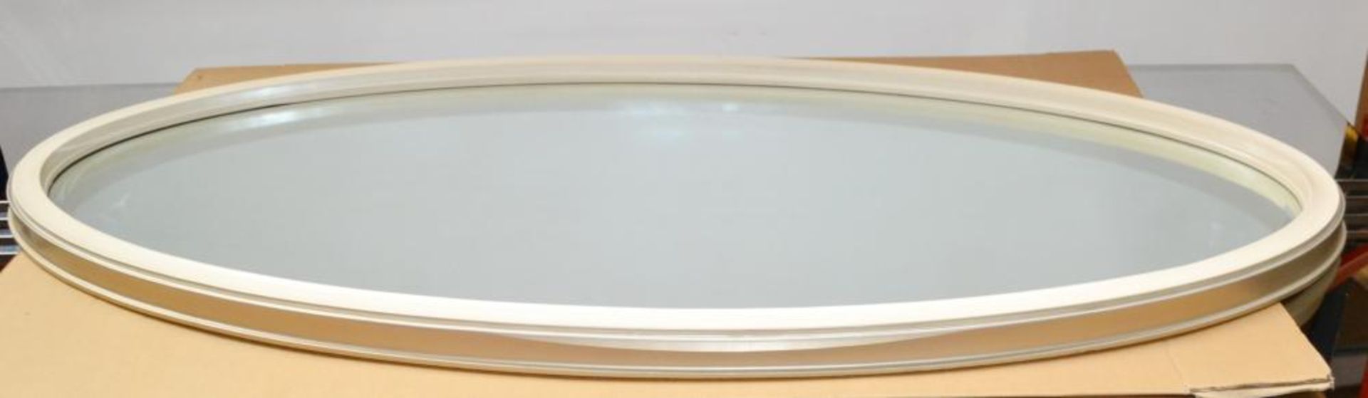 1 x BARBARA BARRY 'Horizon' Designer Oval Mirror With An Ivory Frame - Made In America - Dimensions: - Image 3 of 7