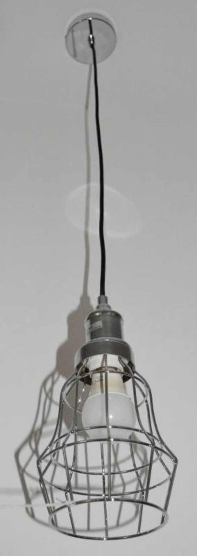 1 x Chrome Bell Cage Pendant Light - Ex Display Stock - CL298 - Ref: J083 - Location: Altrincham WA1 - Image 3 of 3