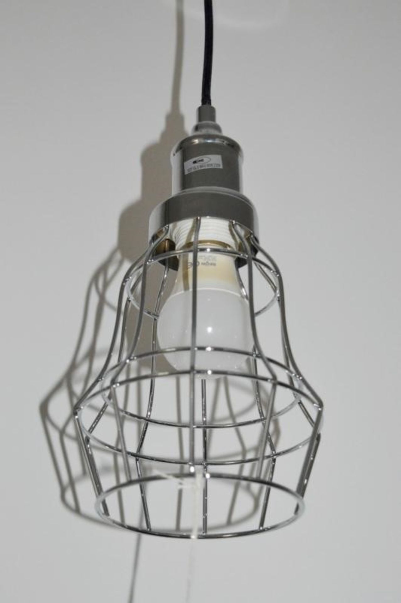 1 x Chrome Bell Cage Pendant Light - Ex Display Stock - CL298 - Ref: J083 - Location: Altrincham WA1 - Image 2 of 3