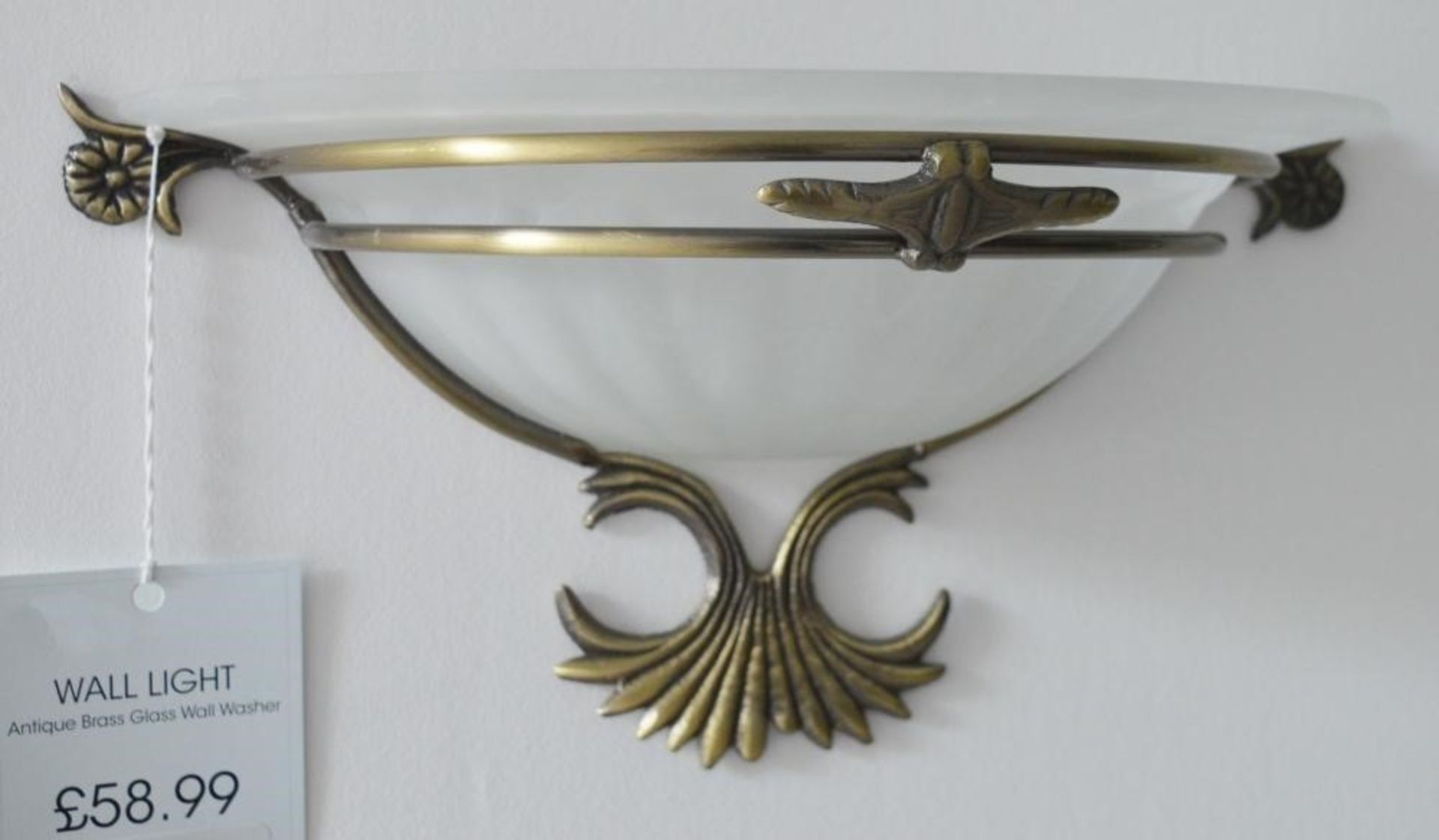 1 x Traditional Antique Brass and Marble Glass Wall Washer Light With Detailed Metalwork - Ex Displa - Image 2 of 3