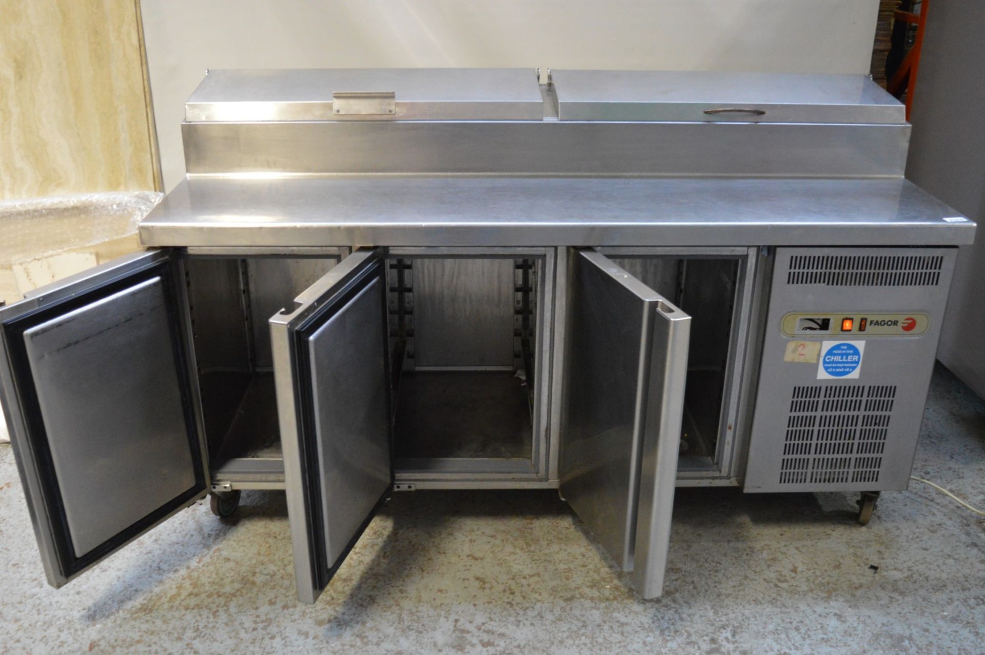 1 x Fagor Stainless Steel Pizza and Salad Topper Prep Counter With Refrigeration Compartments - - Image 3 of 7