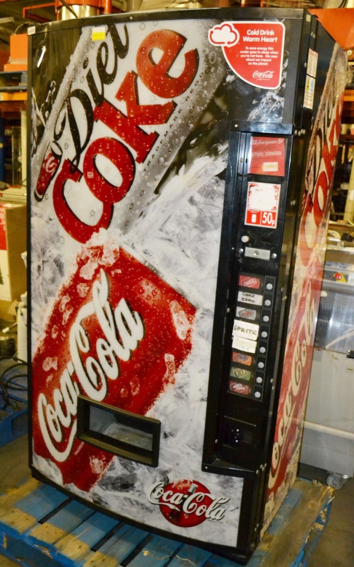 1 x Coca Cola Brandad Vendo V407 Single Price Can Vending Machine - Recently Taken From A Working - Image 3 of 4