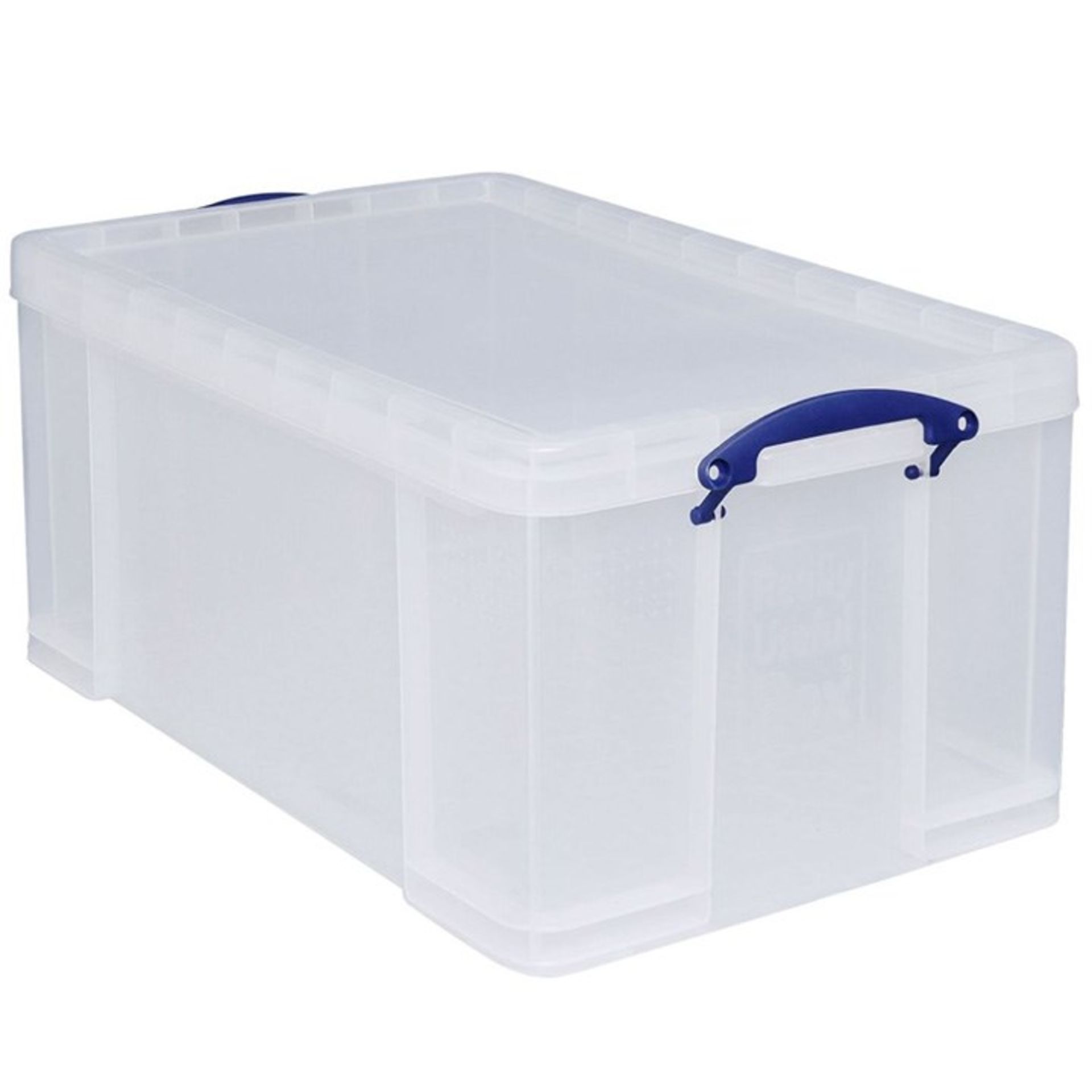 5 x Really Useful 64L Clear Plastic Stackable Storage Boxes - CL327 - Very Good Condition -