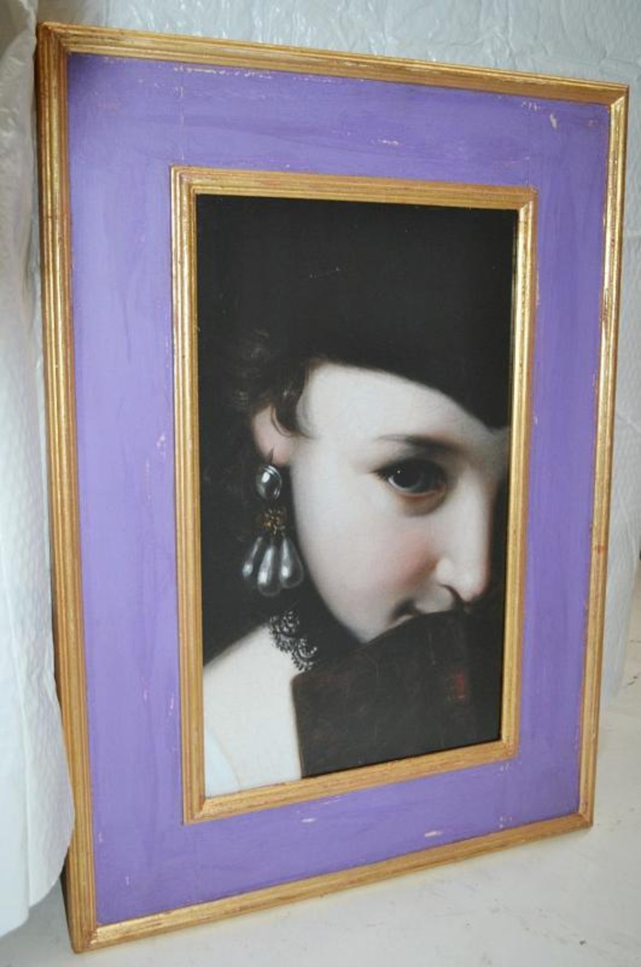 1 x Moissonnier Frères From France - Framed Picture Of Lady - Dimensions Length H72 x 53 x 3.5cm -